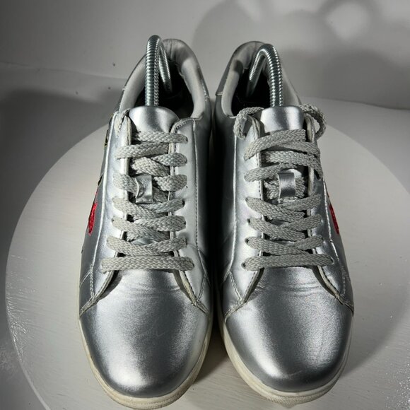 ComfortView Silver Rose Floral Womens Size 9 WW Shoes X-Wide Sneakers Embroidery - Picture 2 of 12